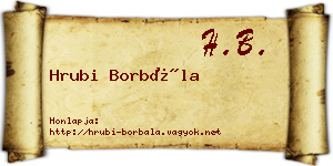 Hrubi Borbála névjegykártya